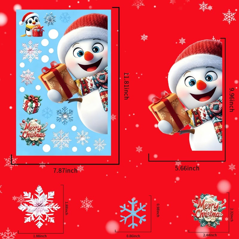 MAOTOAM Christmas Decoration Christmas Window Clings,55 pcs Static Decorative Stickers 2sheets, Double-Sided Glass Decals, Indoor Holiday Cartoon Decorations Sticker - Image 2